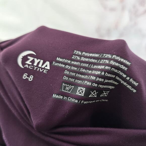 Zyia Leggings Womens 6 8 Purple Crop Capri High Rise Light N Tight Pockets - Picture 3 of 10